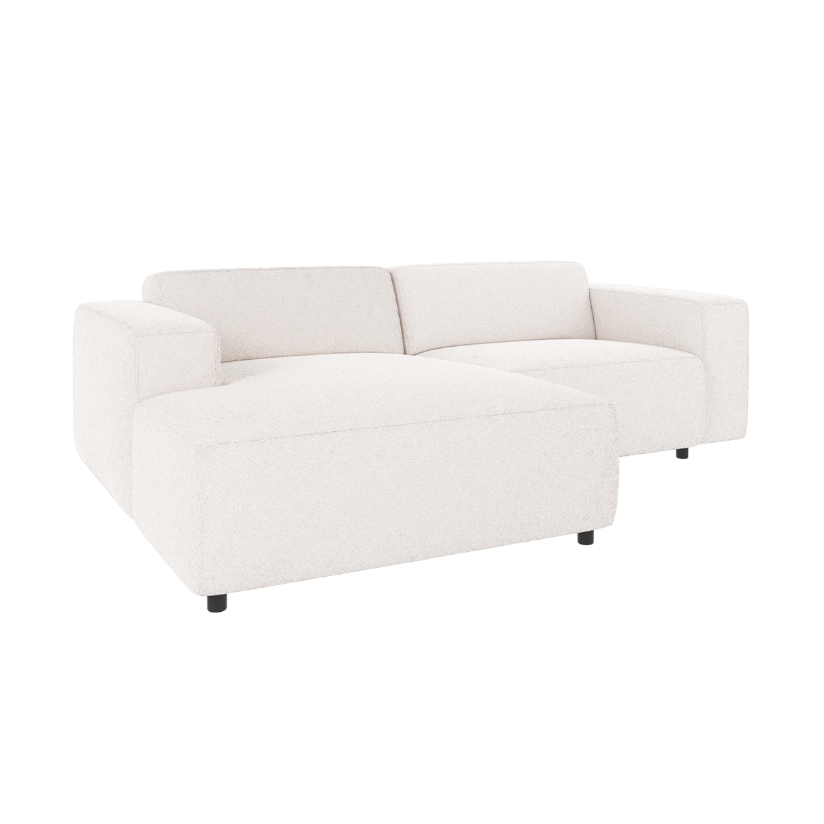 Willard gestoffeerde 3-zits hoekbank wit - links - 234 cm - zitbank - grote - mooie - bankstel - lounge - met chaise longue - stoffen - landelijke - moderne - créme