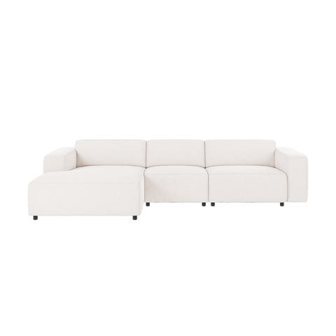 Willard gestoffeerde 4-zits hoekbank wit - links - 312 cm
