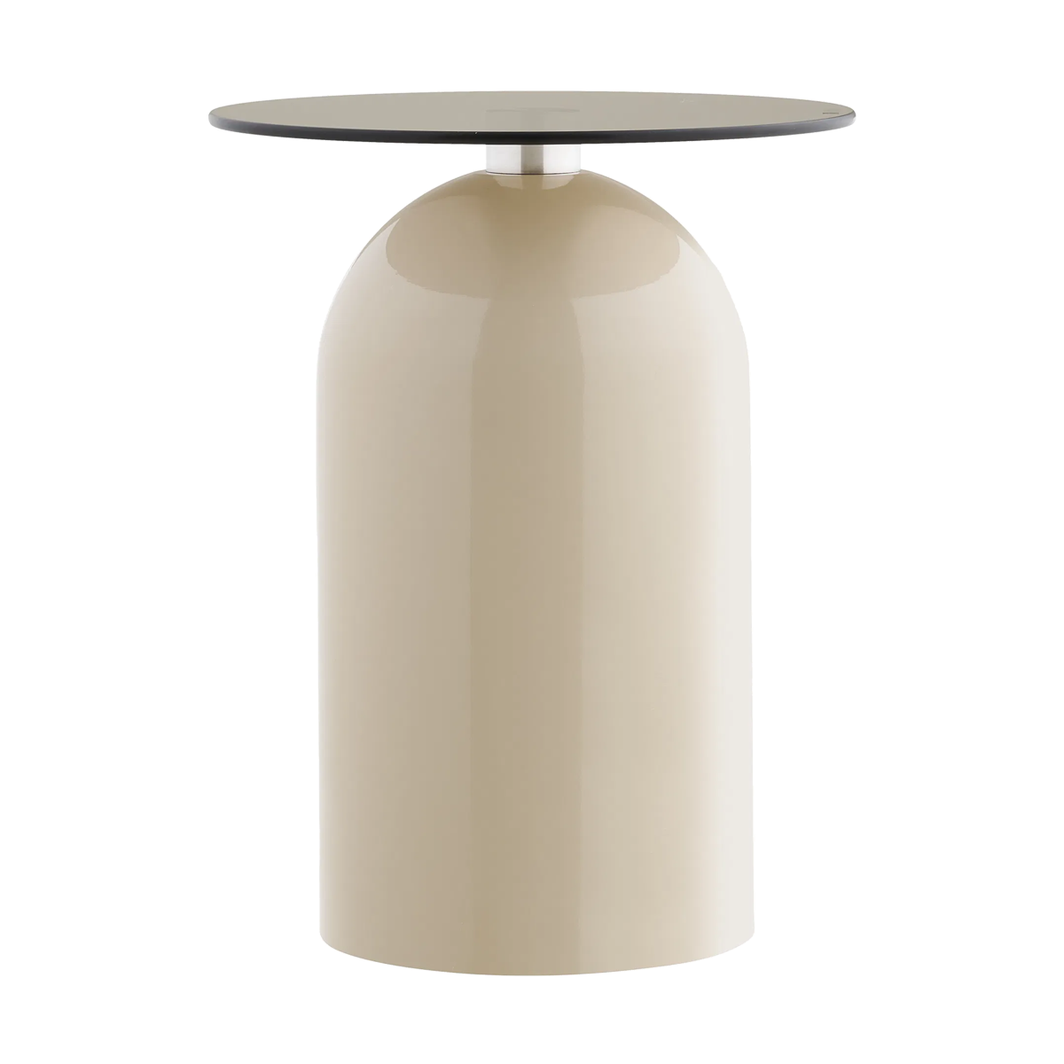 Raiza metalen bijzettafel beige met glazen blad - Ø40