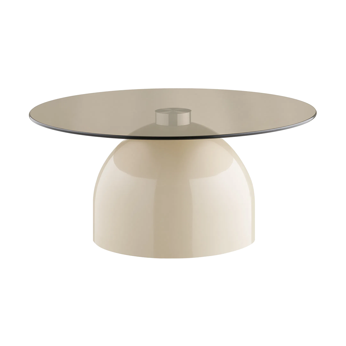 Raiza metalen salontafel beige met glazen blad - Ø70