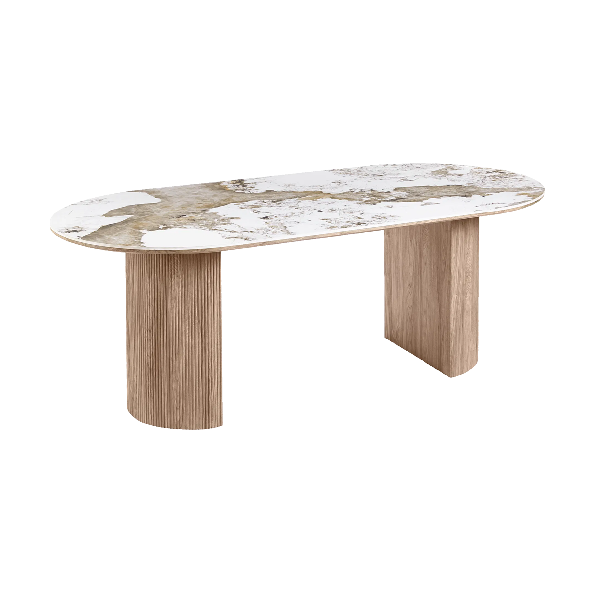 Ronda houten eettafel met keramiek blad bruin - 210 x 100 cm