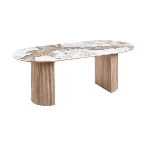 Ronda houten eettafel met keramiek blad bruin - 210 x 100 cm