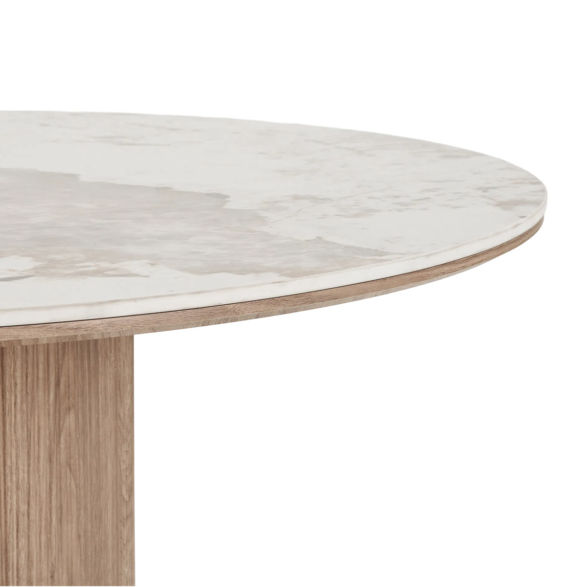 detail Ronda houten eettafel met keramiek blad bruin - 210 x 100 cm