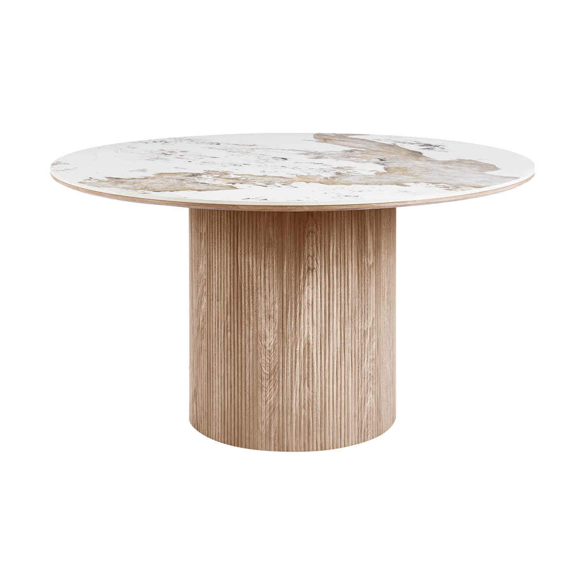 Ronda houten eettafel met keramiek blad bruin - Ø140 x 75 cm