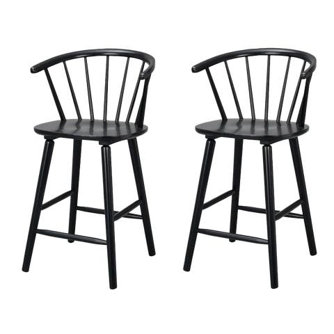 Carmen houten spijlen barkruk zwart - 65 cm - set van 2