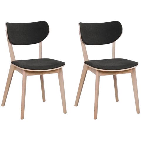 Kato eikenhouten eetkamerstoel whitewash - met grijze zitting - set van 2