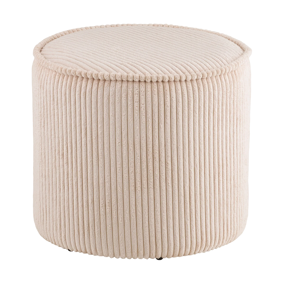 Talia ribstof poef beige - Ø40 