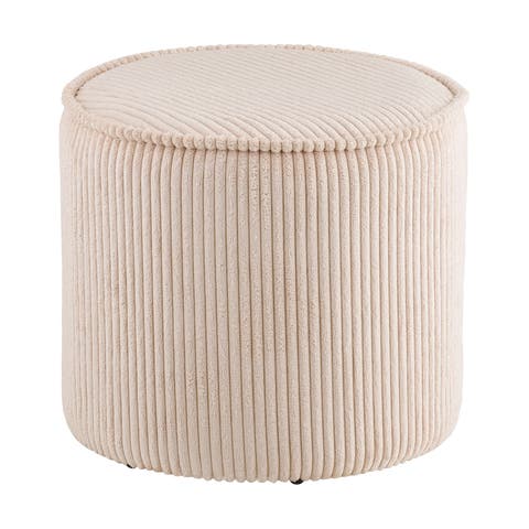 Talia ribstof poef beige - Ø40