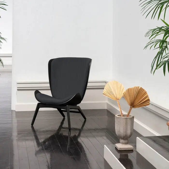 The Reader zwart houten fauteuil shadow - donkergrijze - beklede