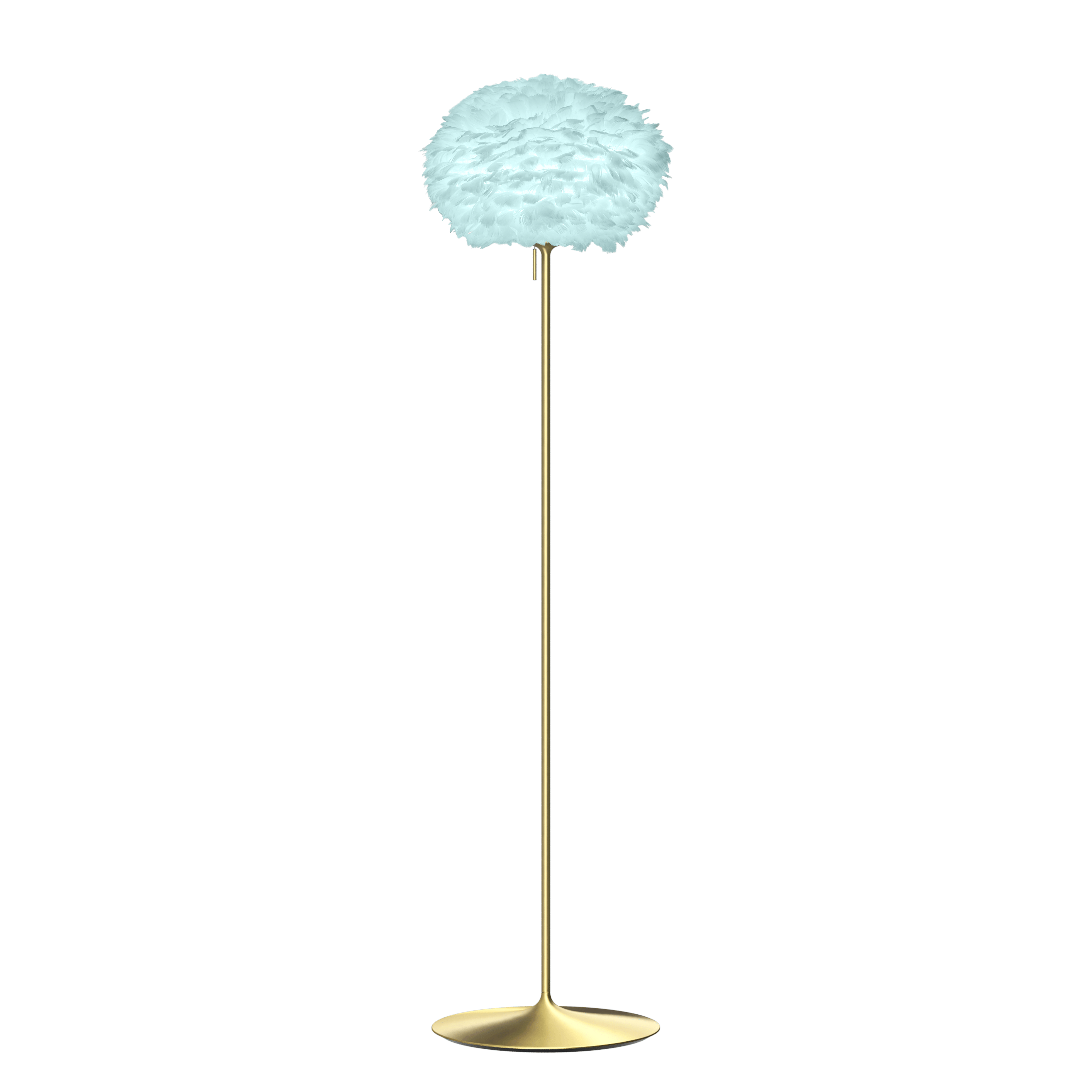 Sante vloerlamp brushed brass met Eos light blue medium lampenkap