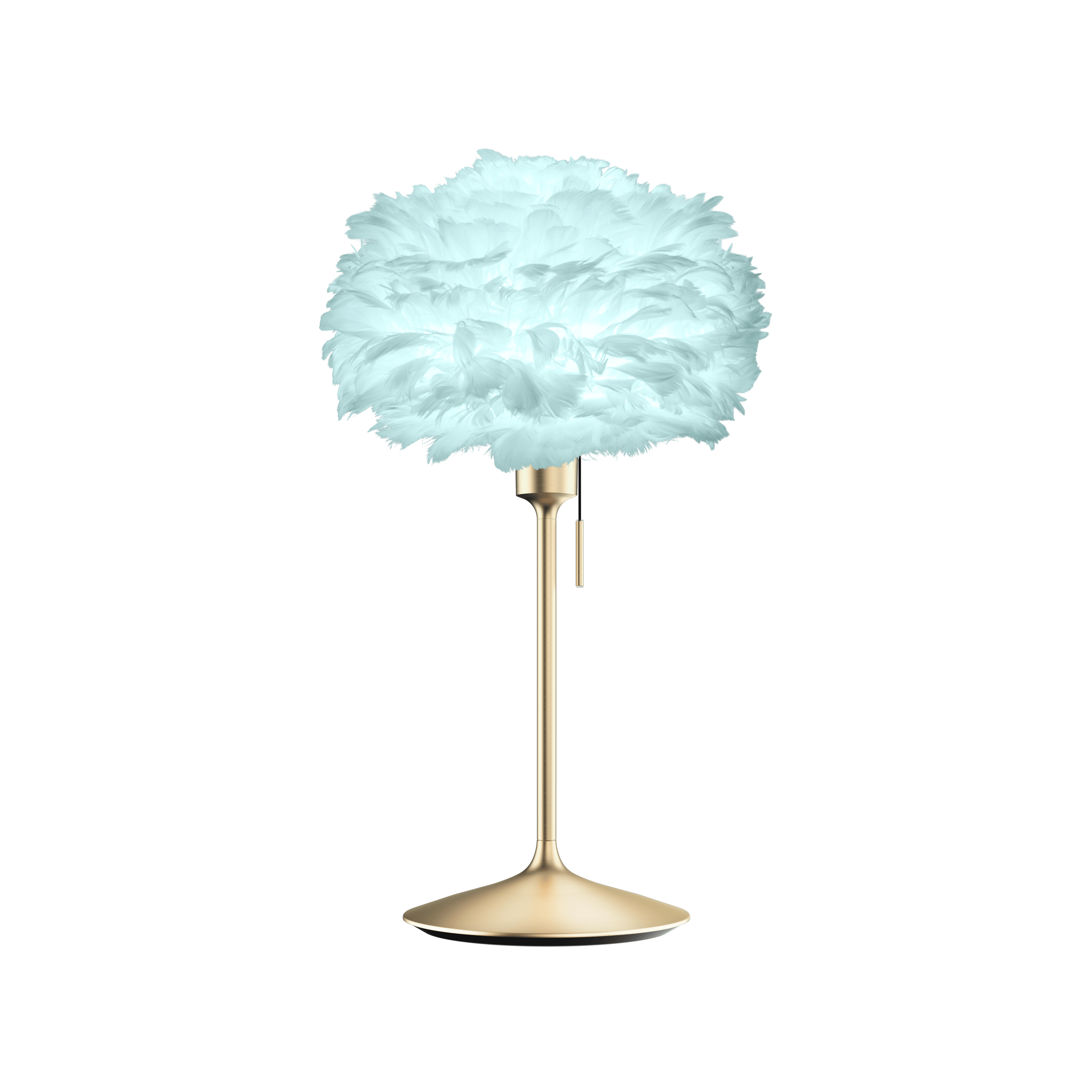 Sante tafellamp brushed brass met usb en Eos mini light blue lampenkap