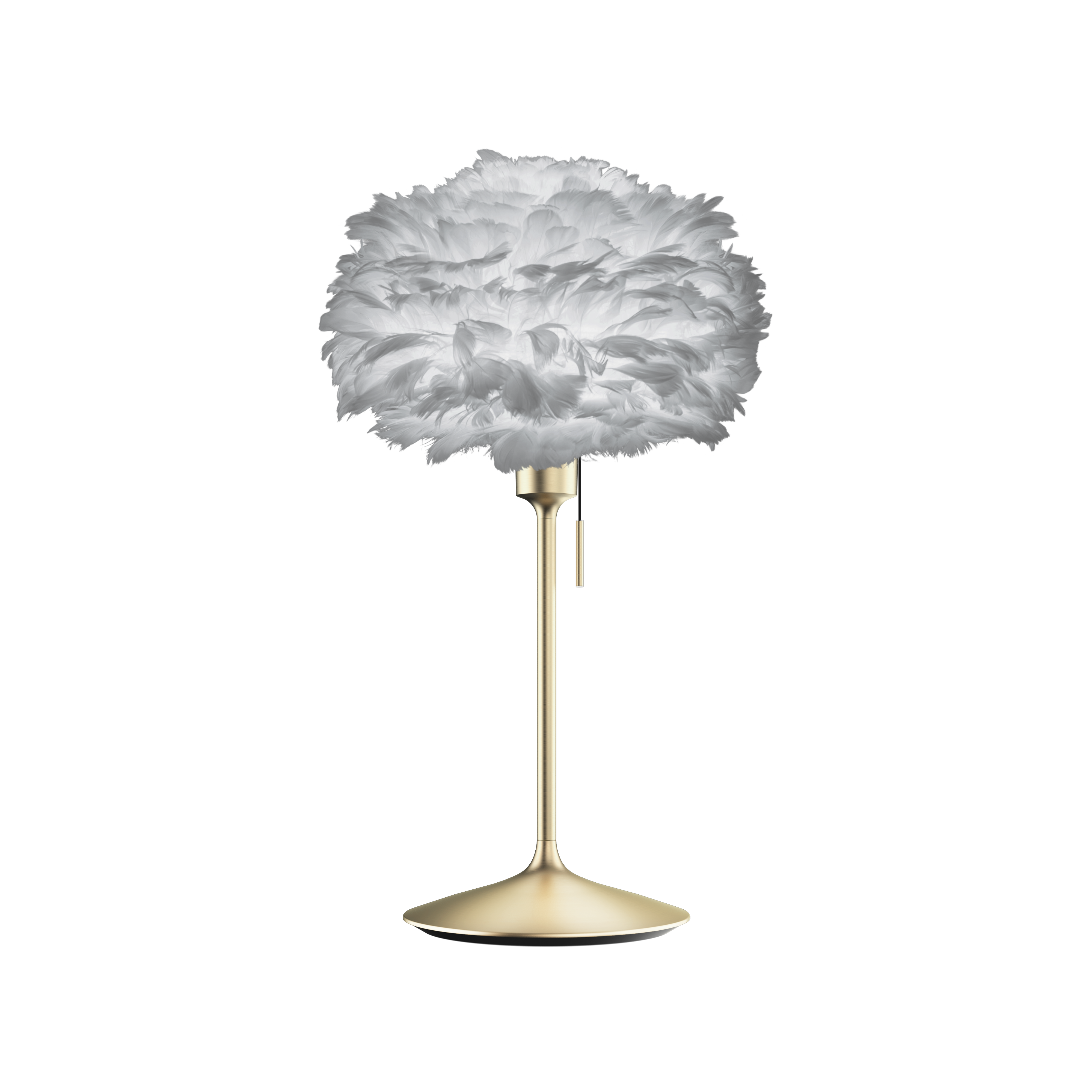 Sante tafellamp brushed brass met usb en Eos mini light grey lampenkap