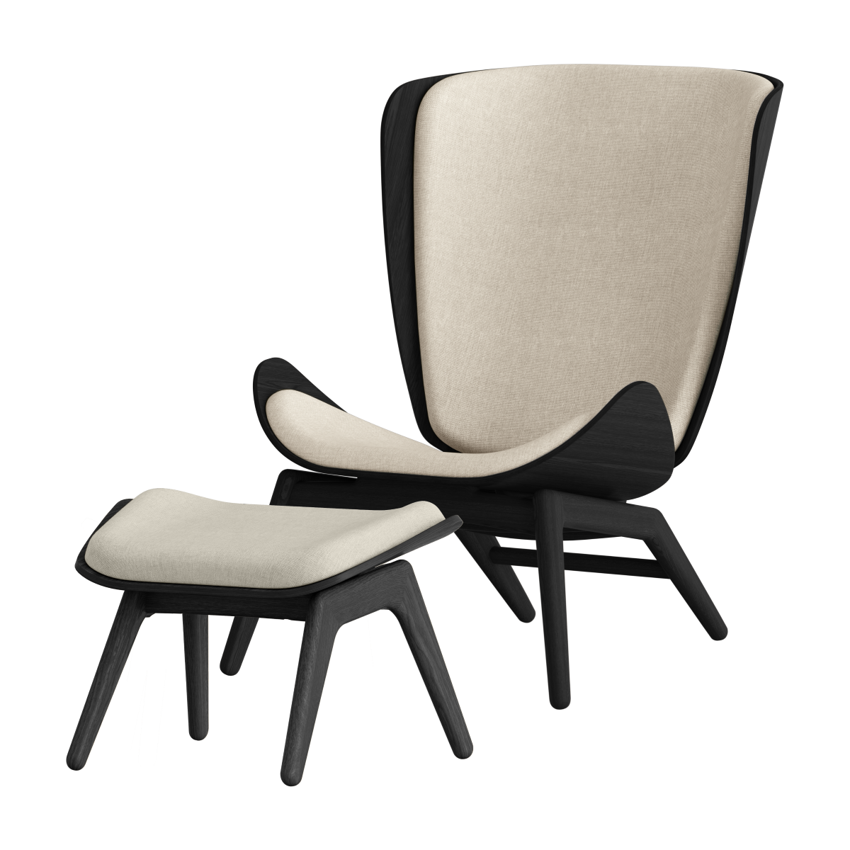 The Reader Ottoman houten voetenbank zwart - White sands 