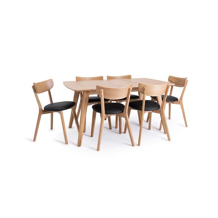 Sven uitschuifbare houten eettafel - 150-195 x 100 cm - tafel - eiken - 6 personen - scandinavische - 4 personen