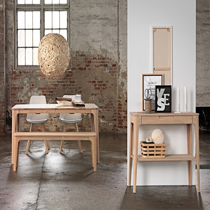Flo houten sidetable - 90 cm - wandtafel - eiken - landelijk - met lade - consoletafel - hal