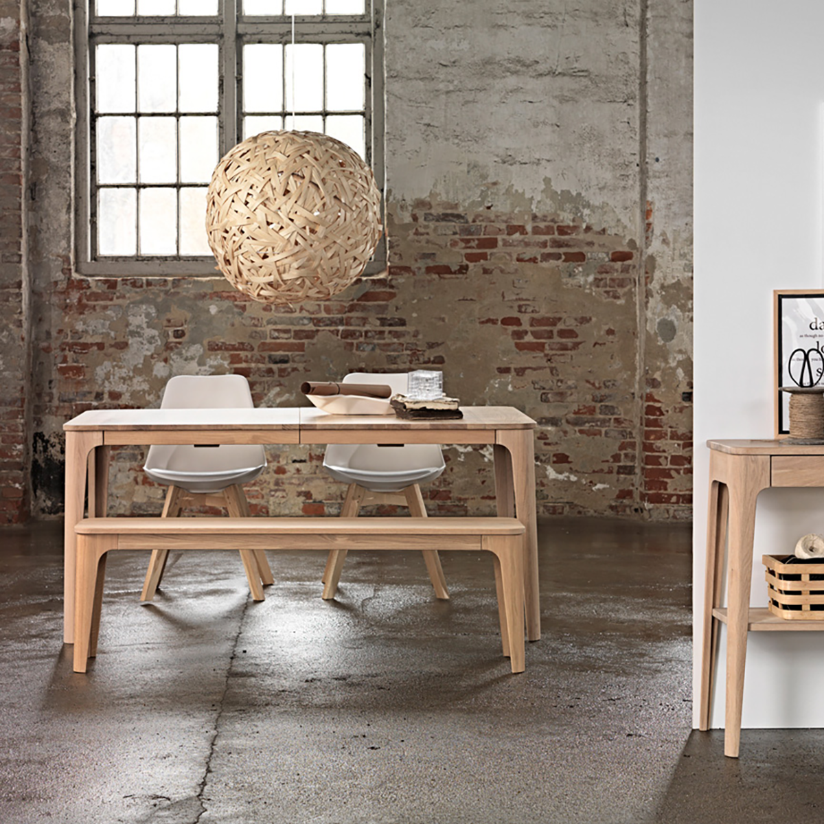 Flo uitschuifbare houten eettafel - 160 x 210 x 90 cm - eiken - landelijk - 160 x 90 - 4 personen - 6 stoelen