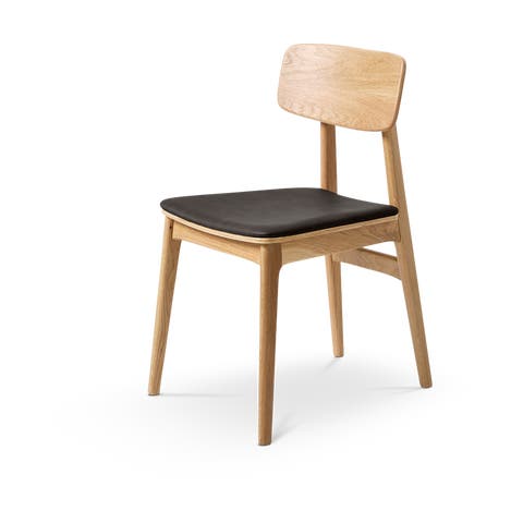 Lana houten eetkamerstoel - met zwart kunstleer