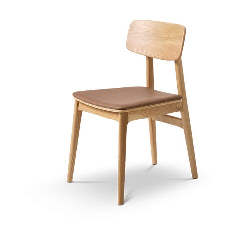 Lana houten eetkamerstoel - met bruin kunstleer