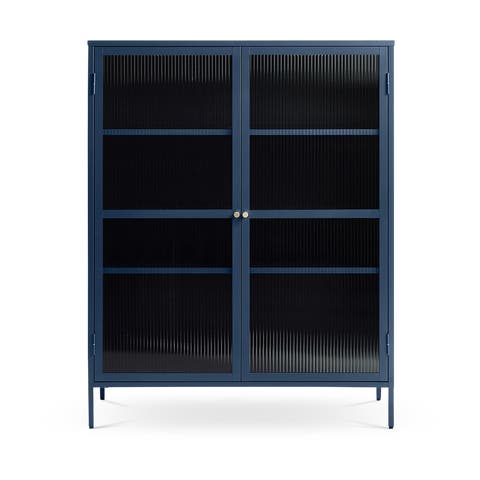 Katja metalen vitrinekast blauw - 111 x 140 cm