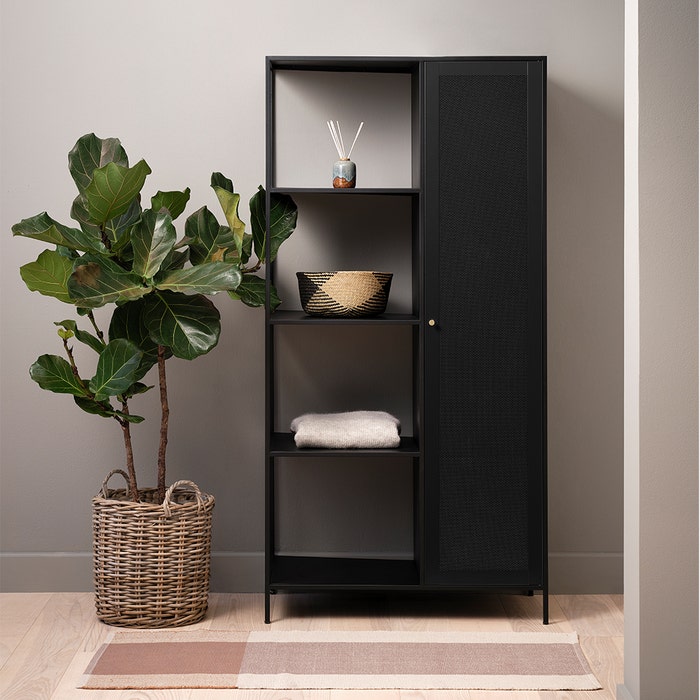 Juna kledingkast zwart - met open vakken - 180 cm - garderobekast - open - hoge