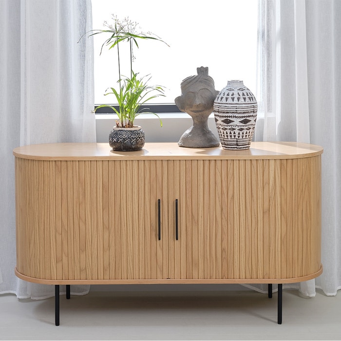 Lenn houten sideboard naturel - 140 x 45 cm - dressoir - kast - opbergkast - modern - ovaal