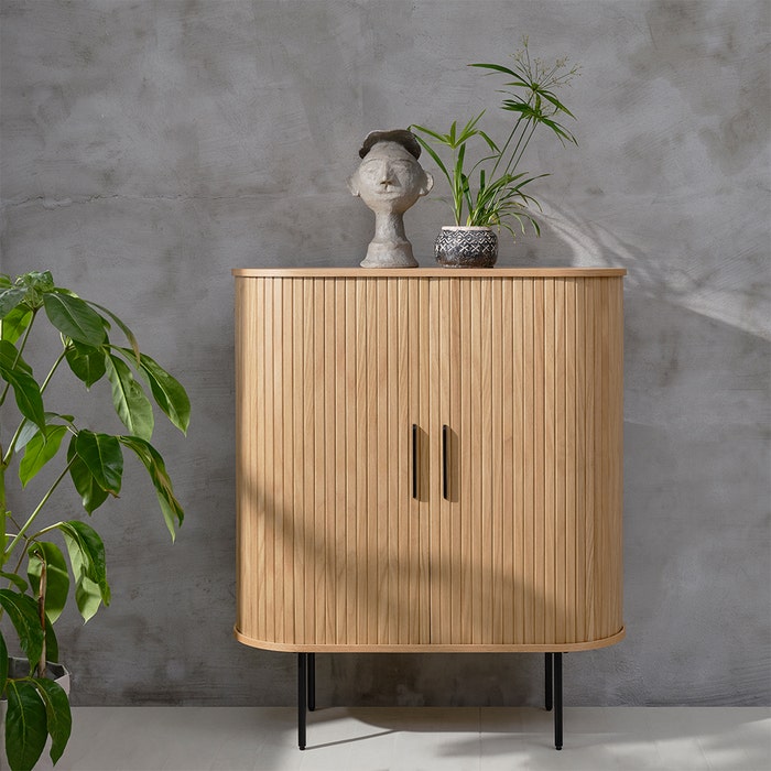 Lenn houten opbergkast naturel - 118 x 100 cm - opbergkast - woonkamer - scandinavisch - modern - 100 cm breed