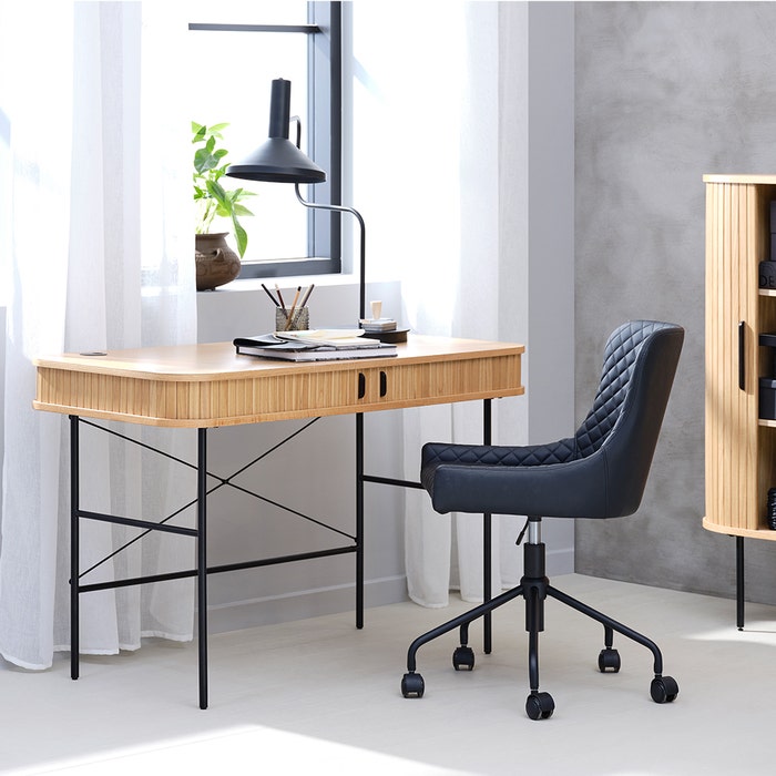 Lenn houten bureau naturel - 120 x 60 cm - buro - industrieel - 120 - met opbergruimte