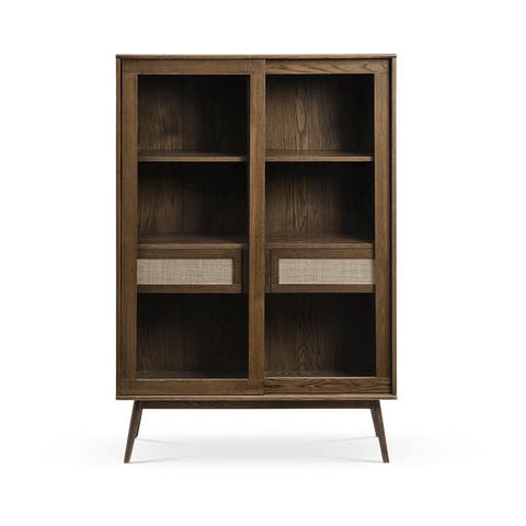 Boas houten vitrinekast gerookt eiken - 160 x 40 cm