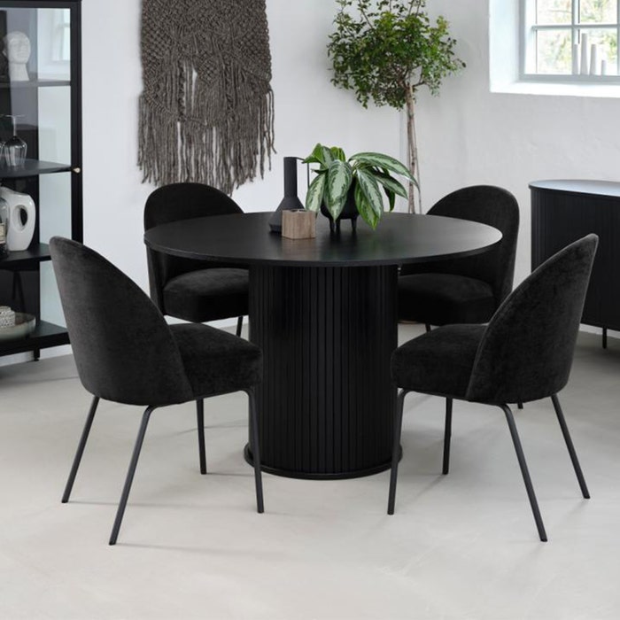 Lenn houten eettafel zwart eiken - Ø 120 cm - tafel - eetkamertafel - industrieel - 4 persoons - scandinavisch - modern