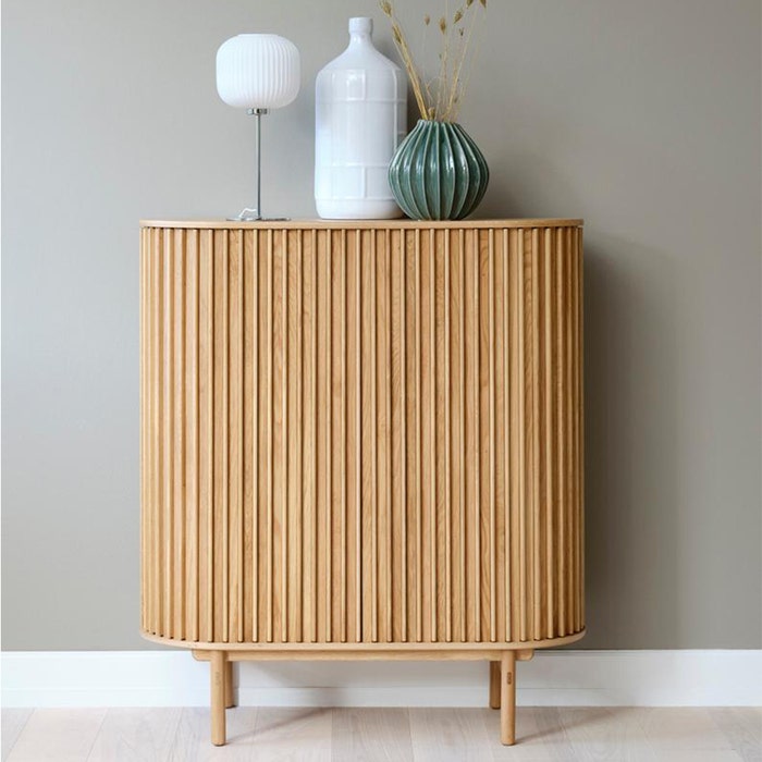 Kjeld houten opbergkast naturel - 110 x 125 cm - dressoir - wandkast - woonkamer - keuken  - met planken - met lade