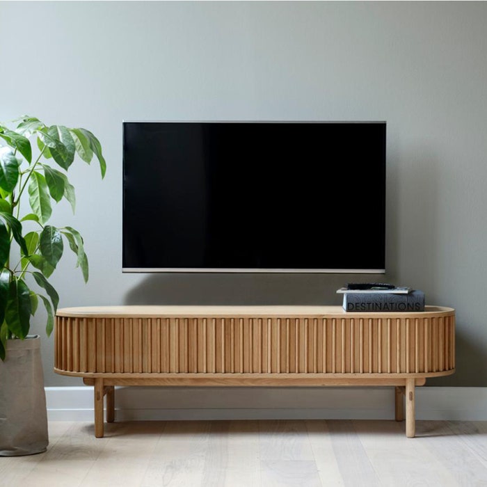 Kjeld houten tv meubel naturel - 160 x 45 cm - tv kast - eiken - klein - scandinavisch - 120 cm - staand - ovaal