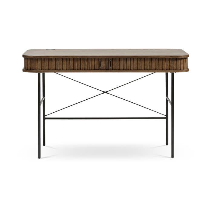 Lenn houten bureau gerookt eiken - 120 x 60 cm - buro - industrieel - 120 - met opbergruimte