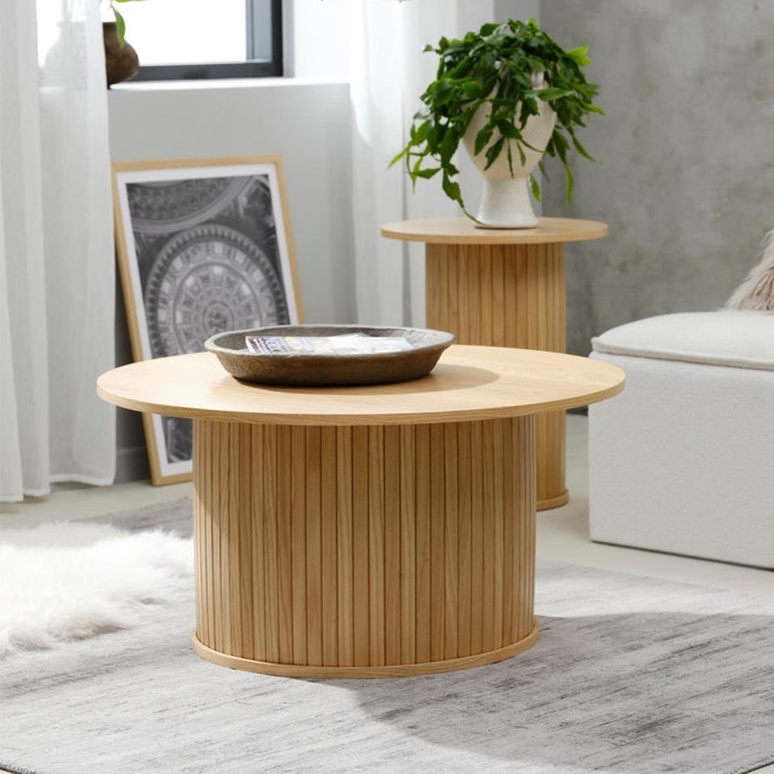 Lenn houten salontafel naturel - Ø90 cm - koffietafel - bijzettafel - tafeltje - eiken - scandinavisch - modern