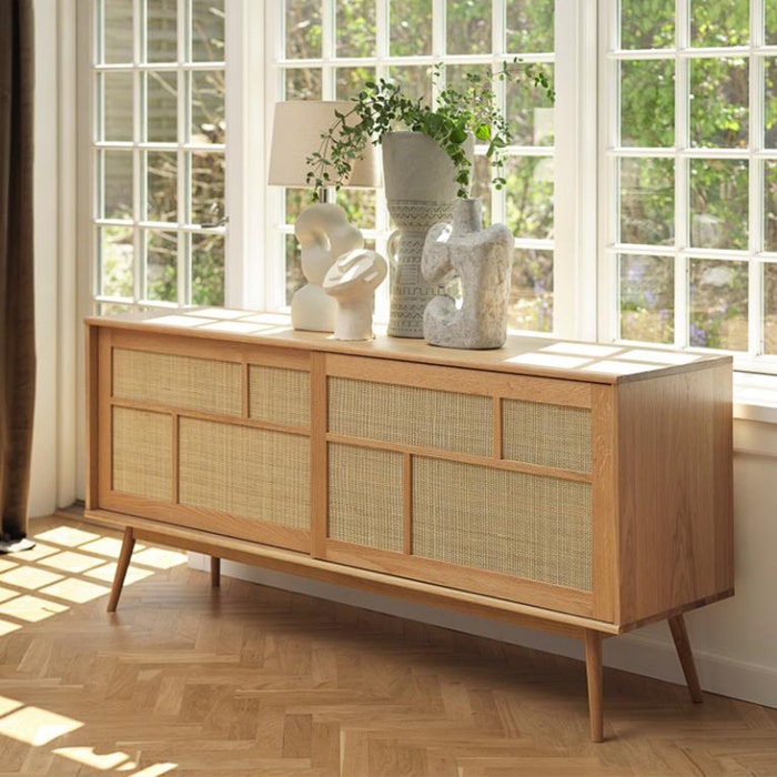 Boas houten sideboard naturel - 180 x 45 cm - kast - dressoir - landelijk - retro - woonkamer - 180 breed - bruin