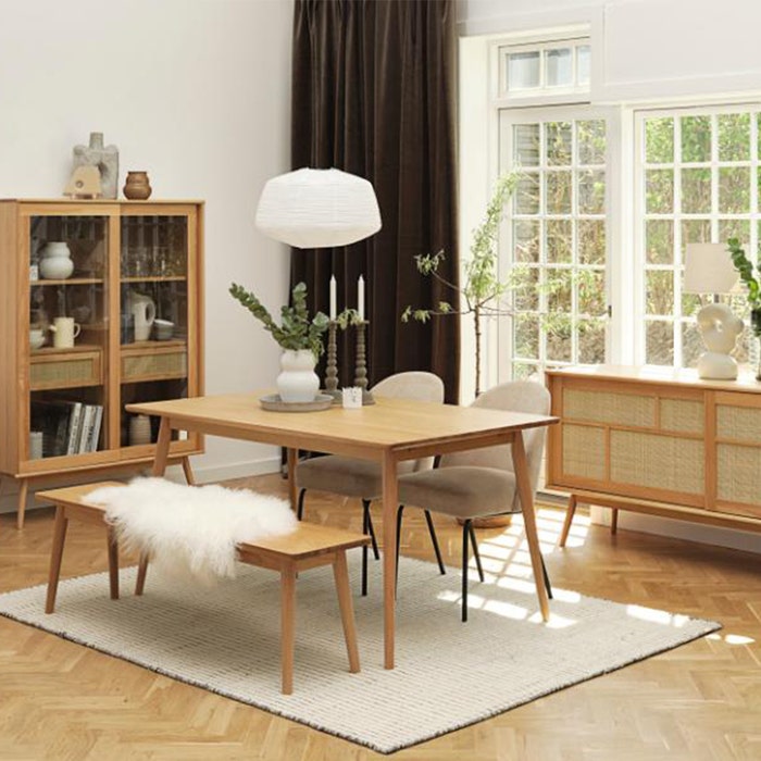 Boas verlengbare houten eettafel naturel - 150 x 90 cm - tafel - eetkamertafel - 4 persoons - rechthoekig - scandinavisch