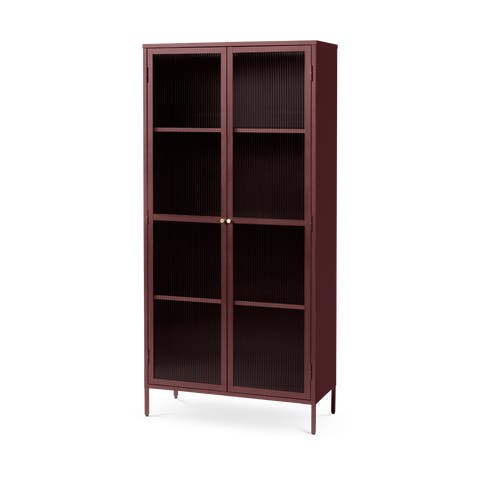 Katja metalen vitrinekast rood - 90 x 190 cm