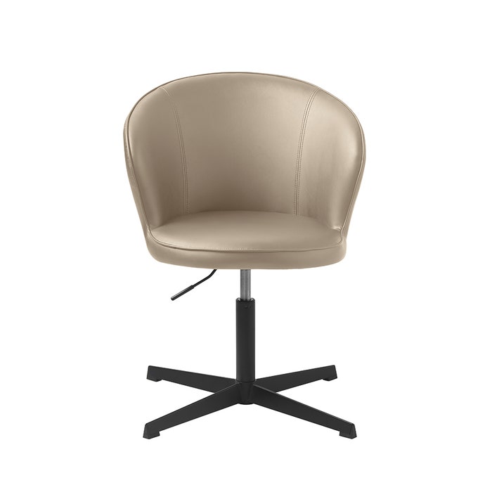 Lou bureaustoel kunstleer taupe - burostoel - werkstoel - zonder wielen - zonder armleuning - comfortabele - draaibaar