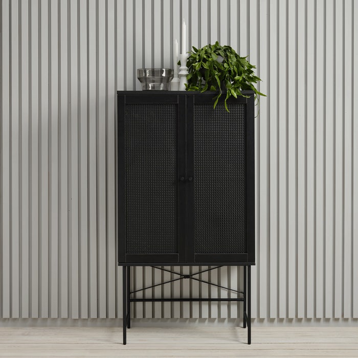 Jari houten opbergkast zwart - 135 x 80 cm - opbergkast - woonkamer - industrieel - modern - dichte kast