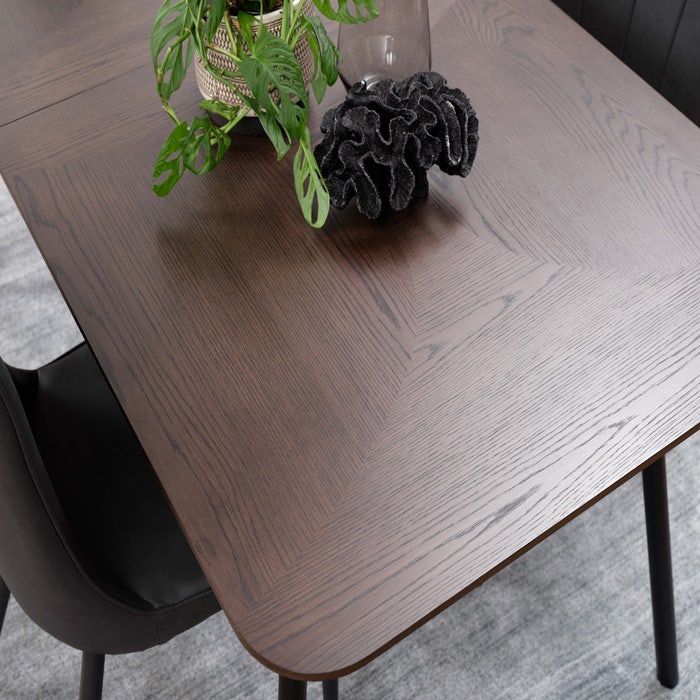 Vanja uitschuifbare houten eettafel donkerbruin - 180 x 90 cm - tafel - eetkamertafel - eiken- 4 personen - walnoot - japandi - donkerbruine - retro