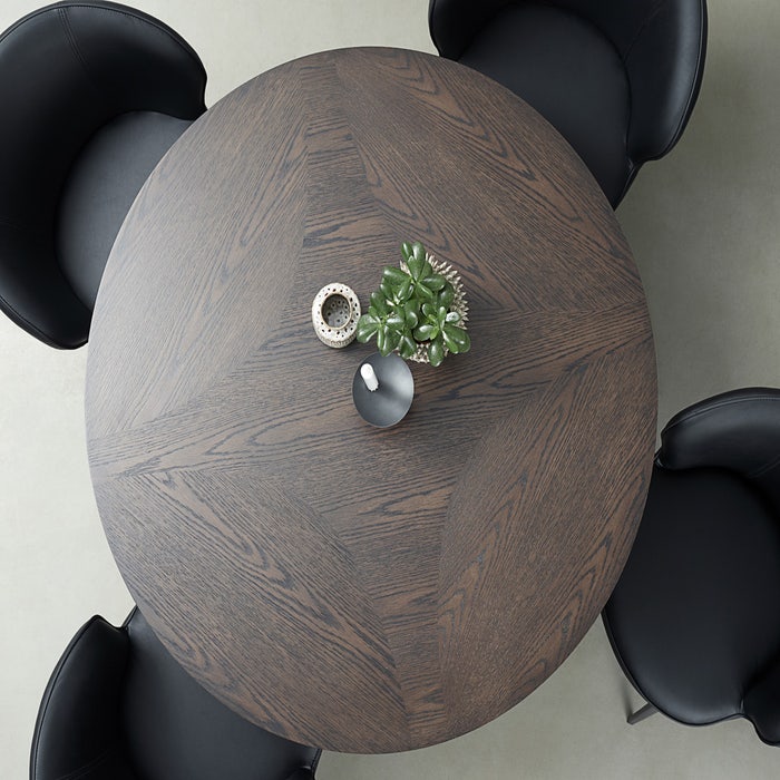 Vanja houten eettafel donkerbruin - Ø120 cm - tafel - eetkamertafel - eiken - 4 persoons - bruin - walnoot - japandi - retro