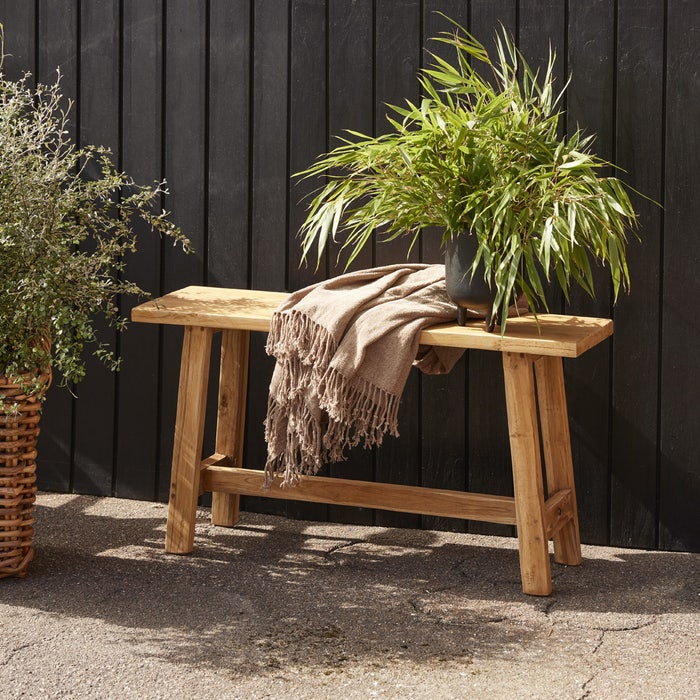 Sanna teakhouten bankje - 90 x 25 cm - halbankje - scandinavisch - landelijk - rustiek