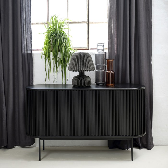 Redmer houten sideboard zwart eiken - 160 x 45 cm - kast - dressoir - industrieel - eiken - modern - scandinavisch - woonkamer - 180 breed - ovaal