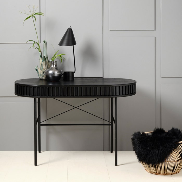 Redmer houten bureau zwart eiken - 120 x 60 cm - buro - industrieel - 120 - met opbergruimte