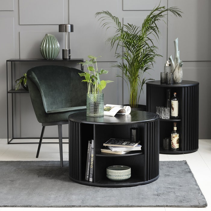 Redmer houten salontafel zwart eiken - Ø85 cm - koffietafel - bijzettafel - tafeltje - eiken - scandinavisch - modern
