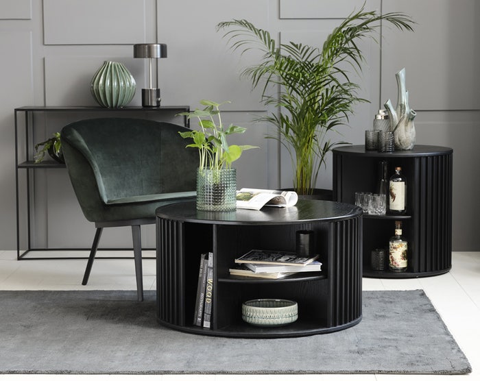 Richmond Interiors Lennox Salontafel Vierkante Blokken Zwart Eiken - 100 X 100cm Richmond Interiors Lennox Salontafel Vierkante Blokken Zwart Eiken - 100 X 100cm