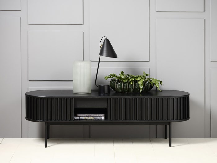 Redmer houten tv meubel zwart eiken - 160 x 45 cm - eiken - modern - laag - scandinavisch