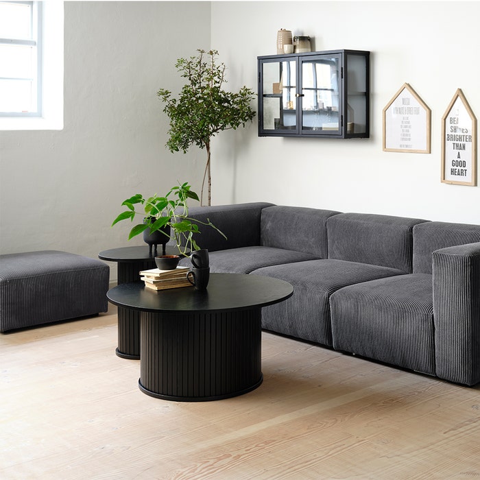 Lenn houten bijzettafel zwart eiken - Ø50 cm - tafeltje - hoog - voor bank - smal - scandinavisch - woonkamer