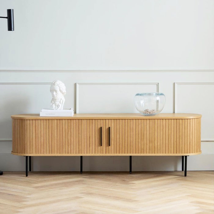 Lenn houten tv meubel naturel eiken - 180 x 40 cm - lowboard - modern - laag - scandinavisch - bruin