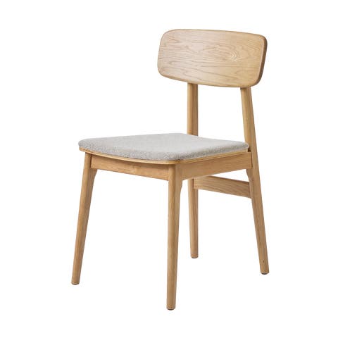 Lana houten eetkamerstoel naturel - met beige stoffen zitting