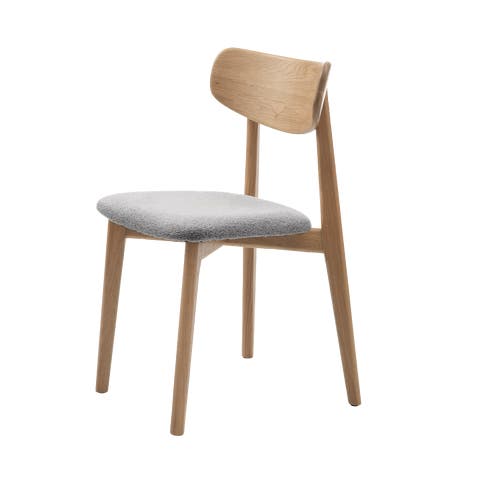 Eline eikenhouten eetkamerstoel naturel - met bouclé grijze zitting
